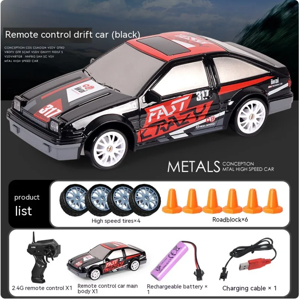 Coche Drift RC con Luces LED y Función Spray – 4 Ruedas