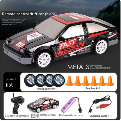Coche Drift RC con Luces LED y Función Spray – 4 Ruedas