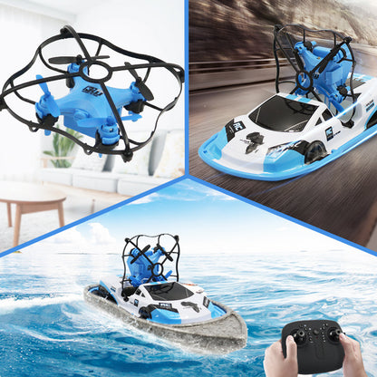 Juguete RC 3 en 1 – Drone, Barco y Coche en un Solo Mando