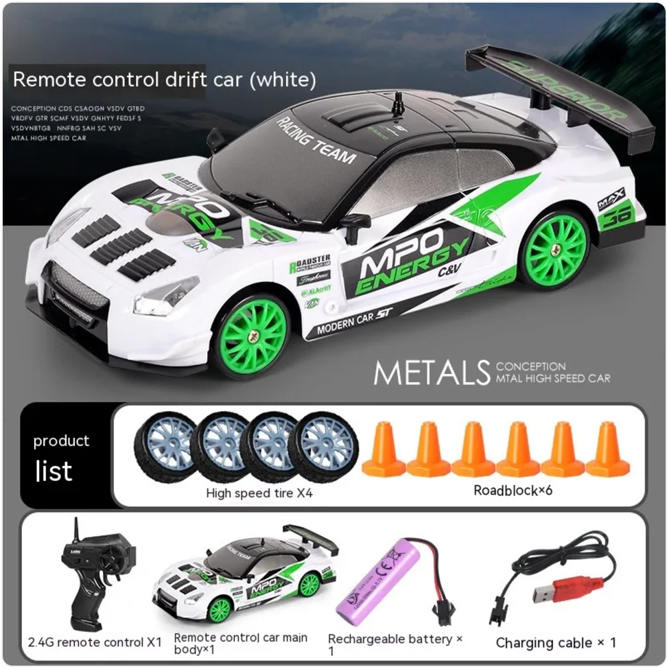 Coche Drift RC con Luces LED y Función Spray – 4 Ruedas