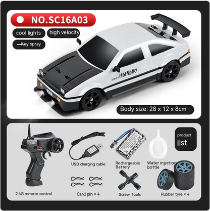 Coche Drift RC con Luces LED y Función Spray – 4 Ruedas