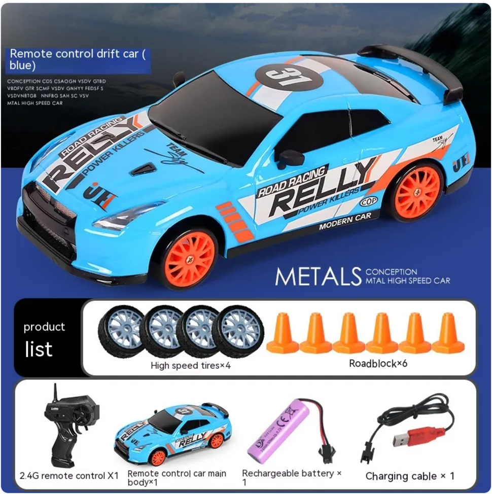 Coche Drift RC con Luces LED y Función Spray – 4 Ruedas