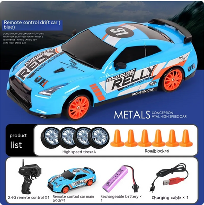 Coche Drift RC con Luces LED y Función Spray – 4 Ruedas