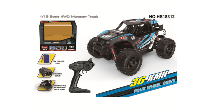 Coche RC Off-Road 1:18 Alta Velocidad – Carrocería PVC Resistente y 2.4GHz