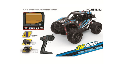Coche RC Off-Road 1:18 Alta Velocidad – Carrocería PVC Resistente y 2.4GHz