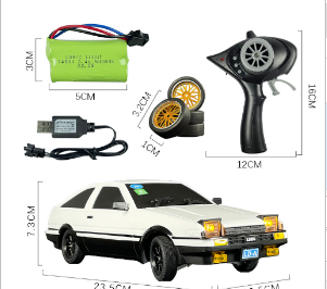 Coche RC Toyota AE86 1:18 Drift con Luces LED – Batería 7.4V y Carga USB