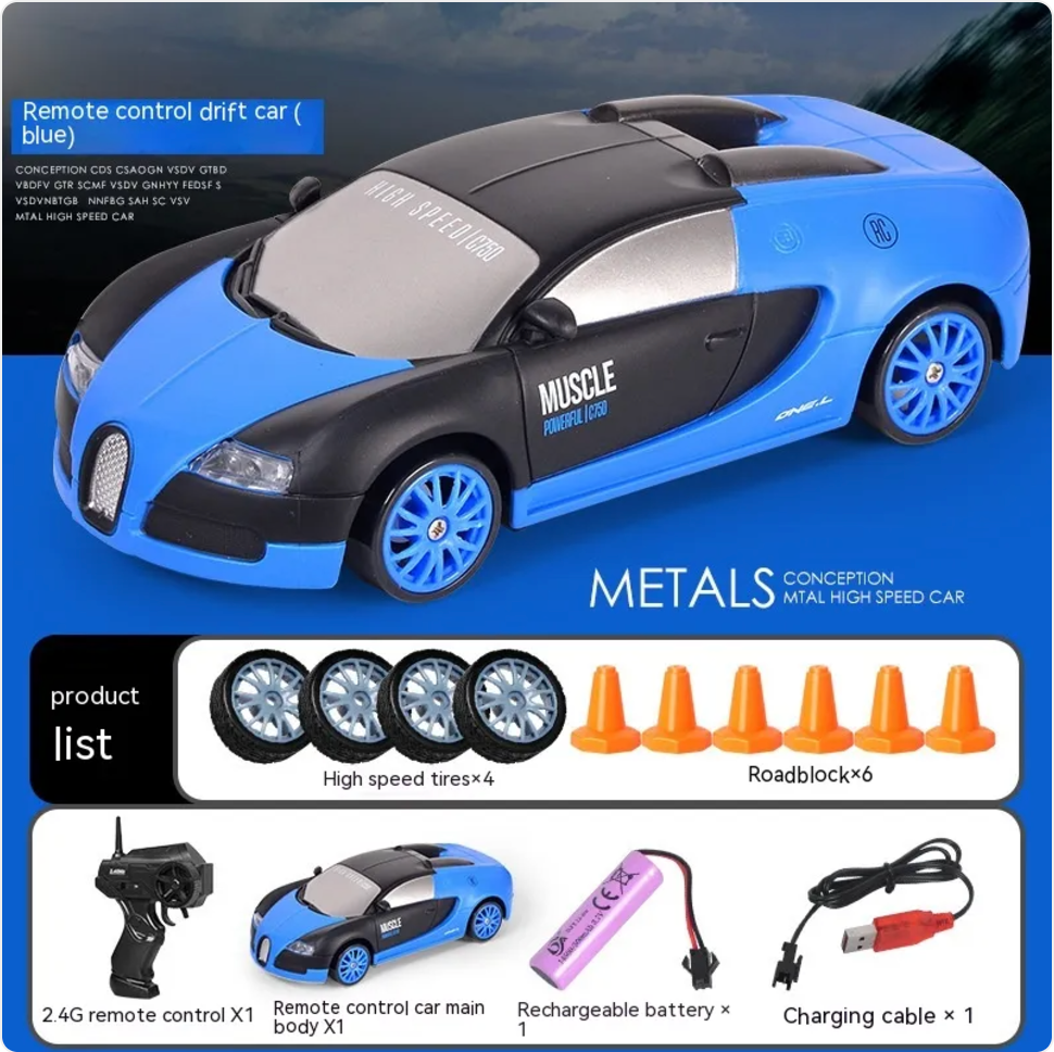 Coche Drift RC con Luces LED y Función Spray – 4 Ruedas