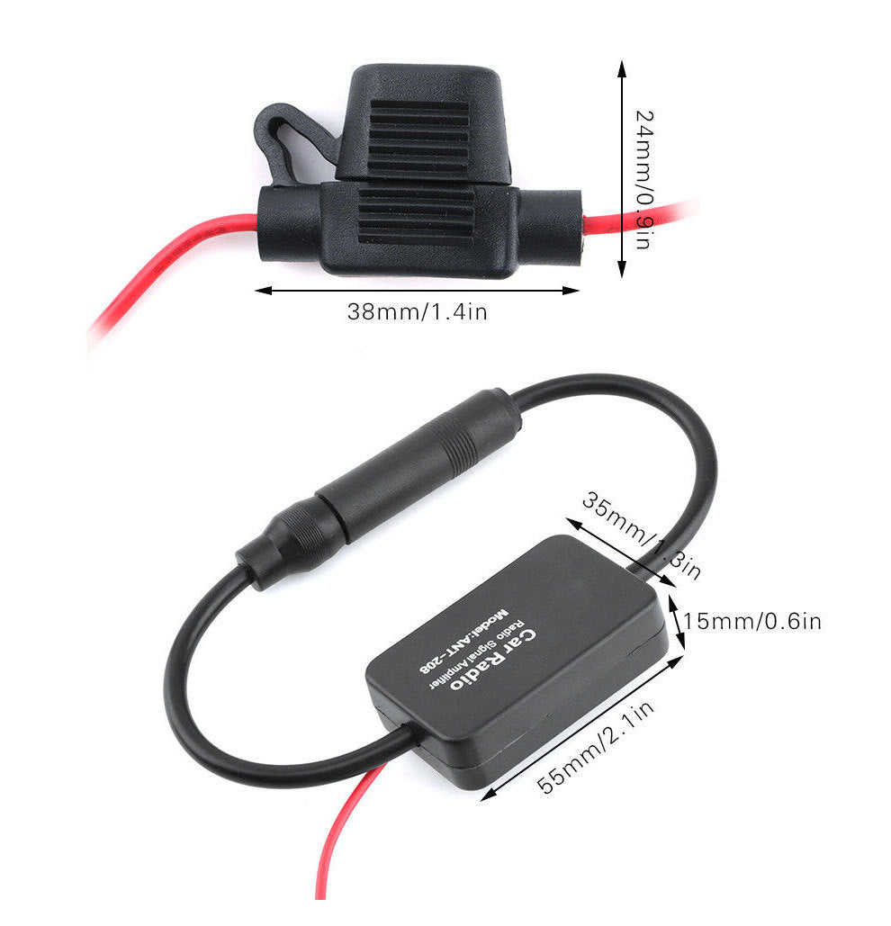 Amplificador de Señal con Antena Activa para Radio de Auto – AM/FM