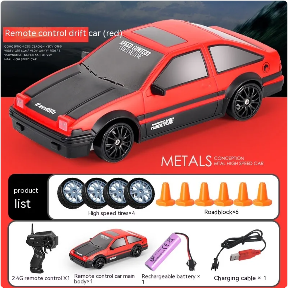 Coche Drift RC con Luces LED y Función Spray – 4 Ruedas