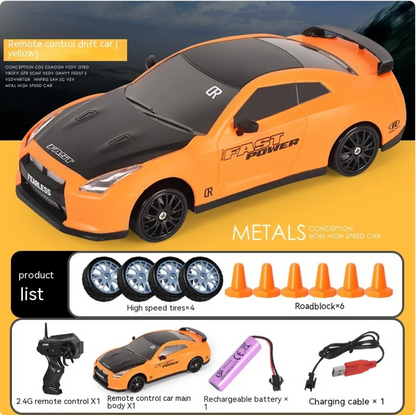 Coche Drift RC con Luces LED y Función Spray – 4 Ruedas
