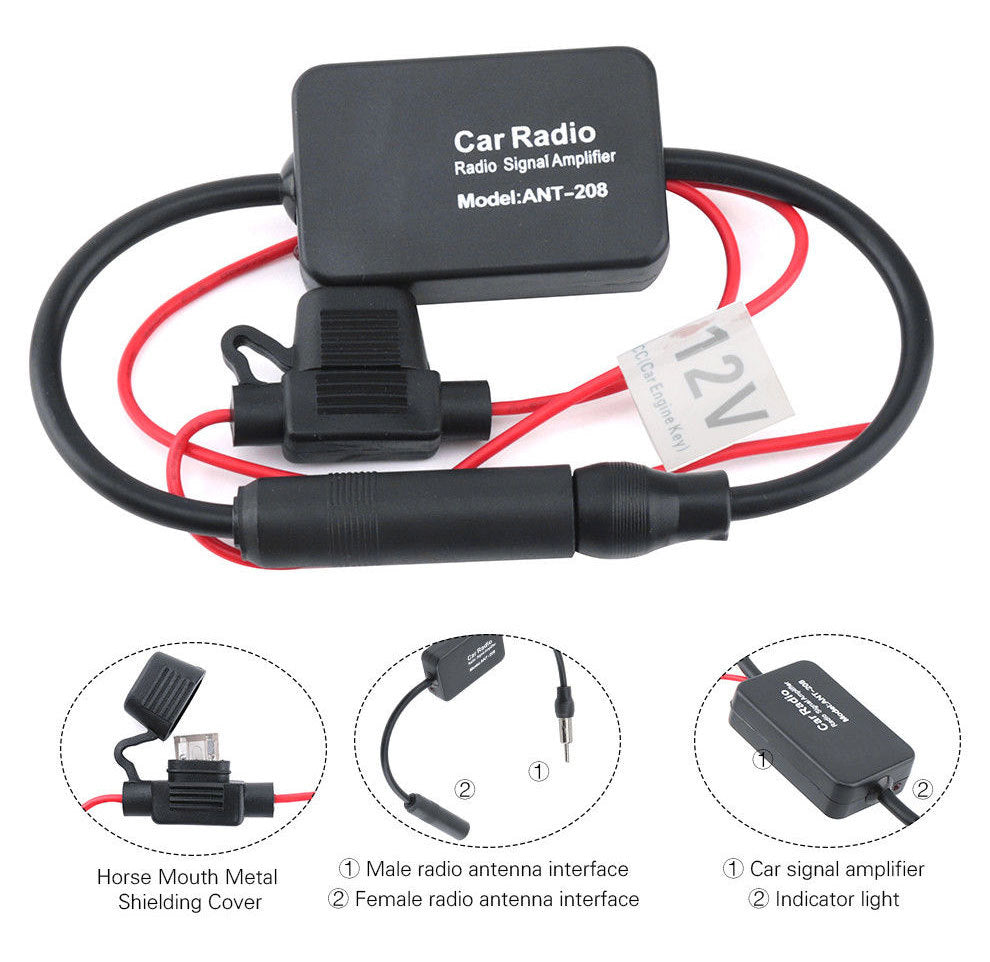 Amplificador de Señal con Antena Activa para Radio de Auto – AM/FM