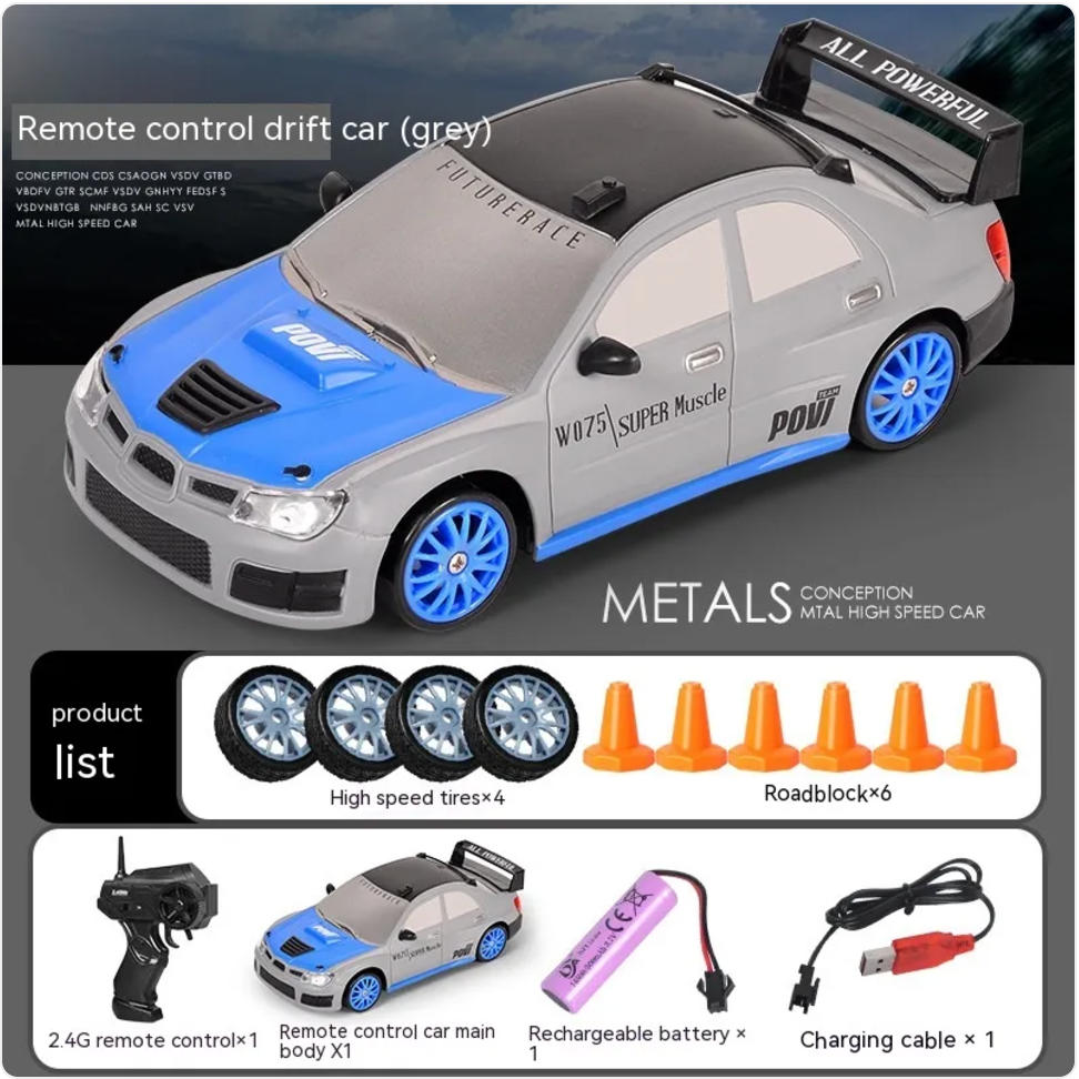 Coche Drift RC con Luces LED y Función Spray – 4 Ruedas