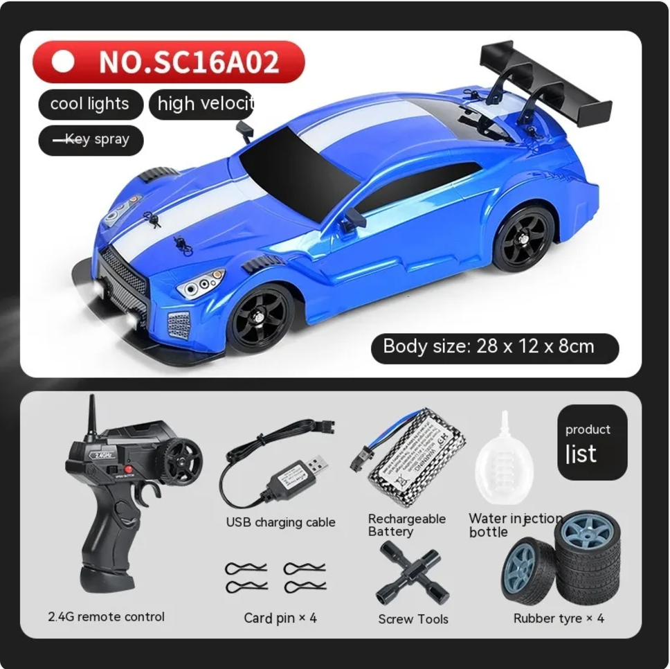 Coche Drift RC con Luces LED y Función Spray – 4 Ruedas