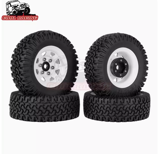 Set 4 Llantas Metal Beadlock 1.55" para Coches RC – Con Neumáticos
