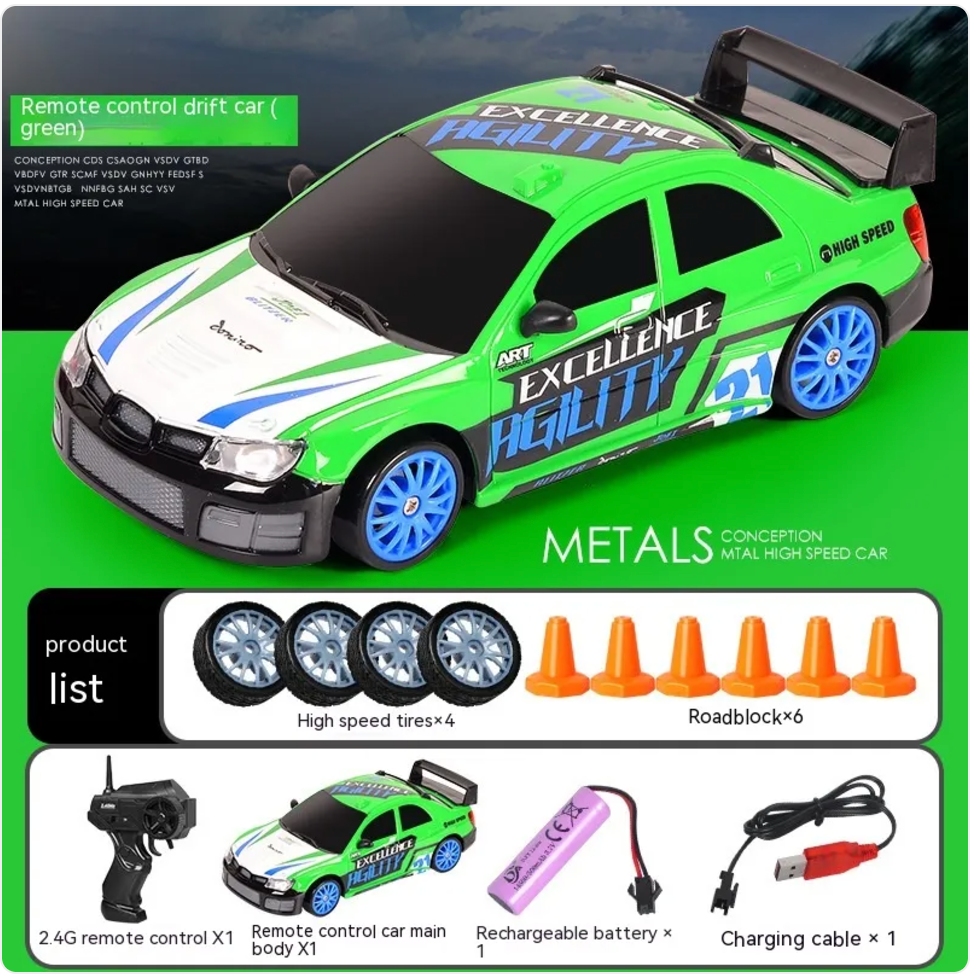 Coche Drift RC con Luces LED y Función Spray – 4 Ruedas