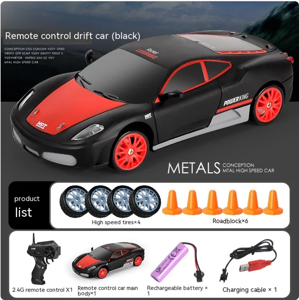 Coche Drift RC con Luces LED y Función Spray – 4 Ruedas