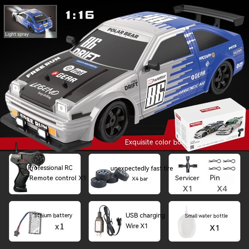 Coche RC Drift Alta Velocidad 1:16 – Control Remoto 2.4G y Neumáticos Drift